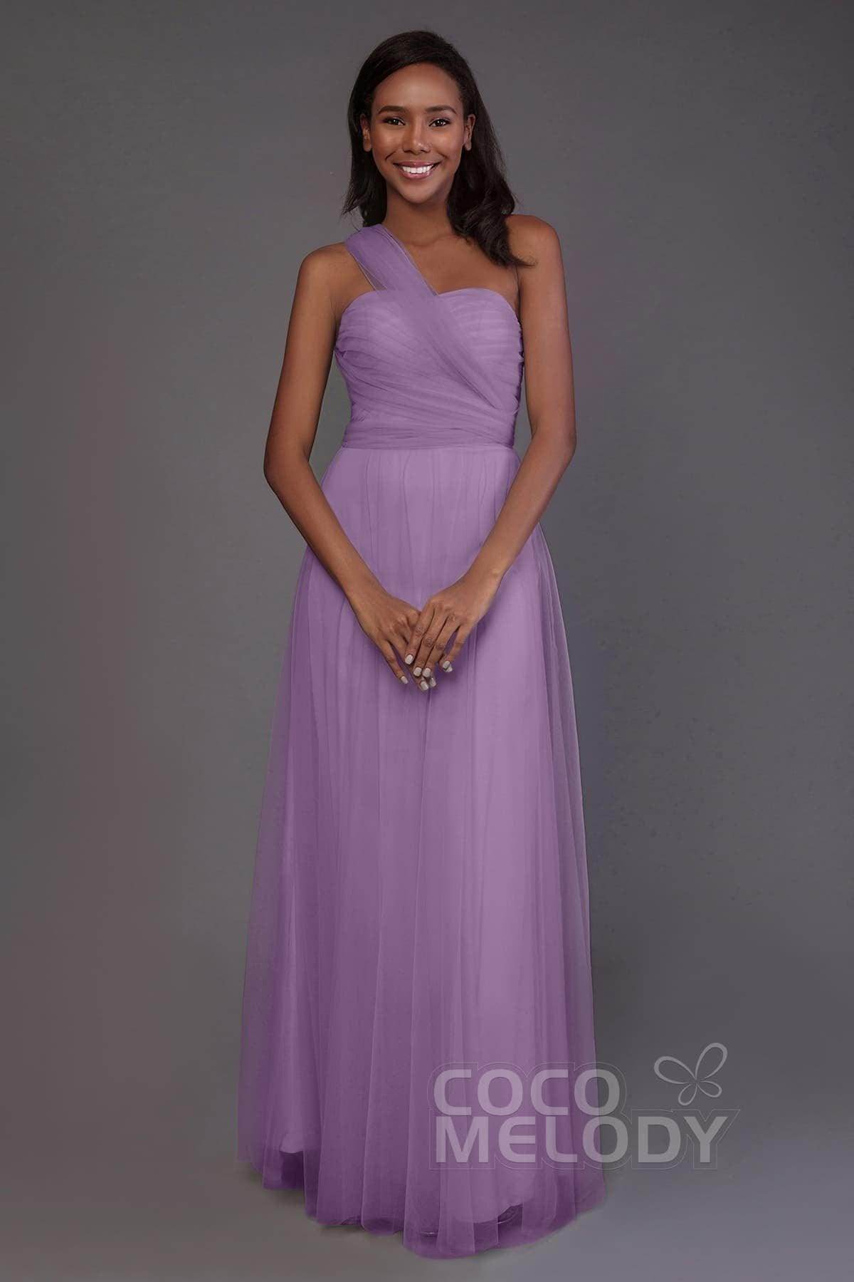Sheath-Column Floor Length Tulle Bridesmaid Dress PR3502