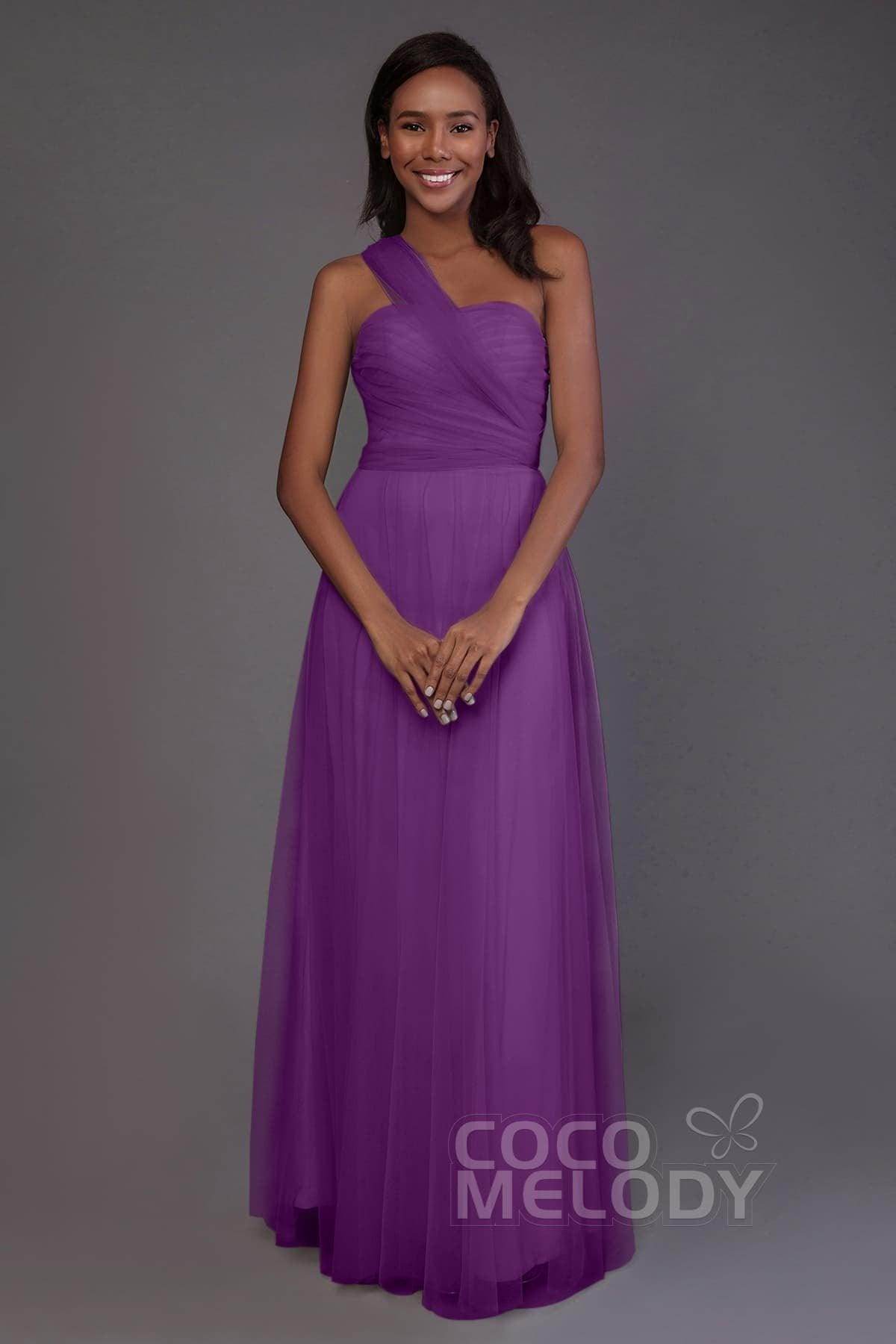Sheath-Column Floor Length Tulle Bridesmaid Dress PR3502
