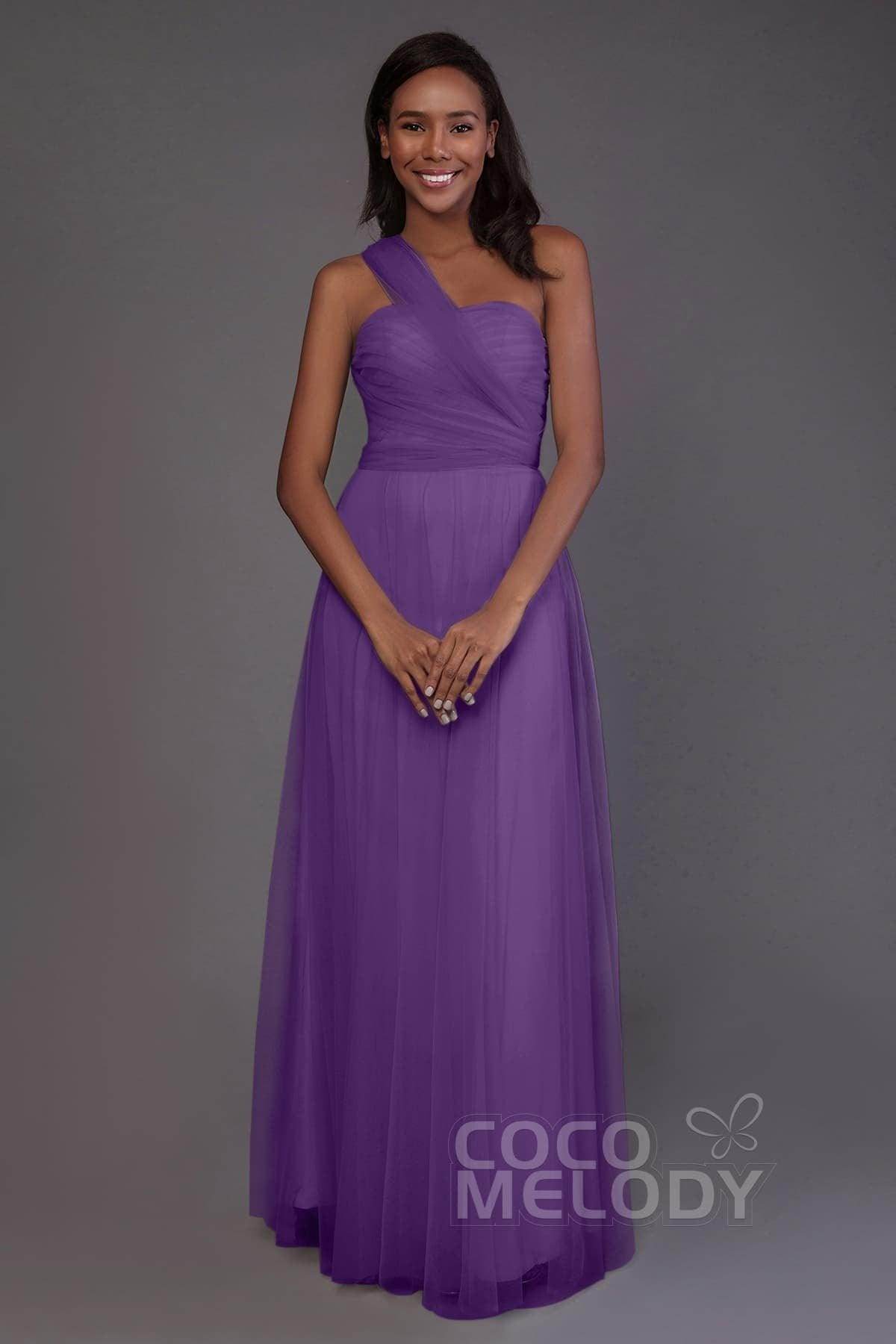 Sheath-Column Floor Length Tulle Bridesmaid Dress PR3502
