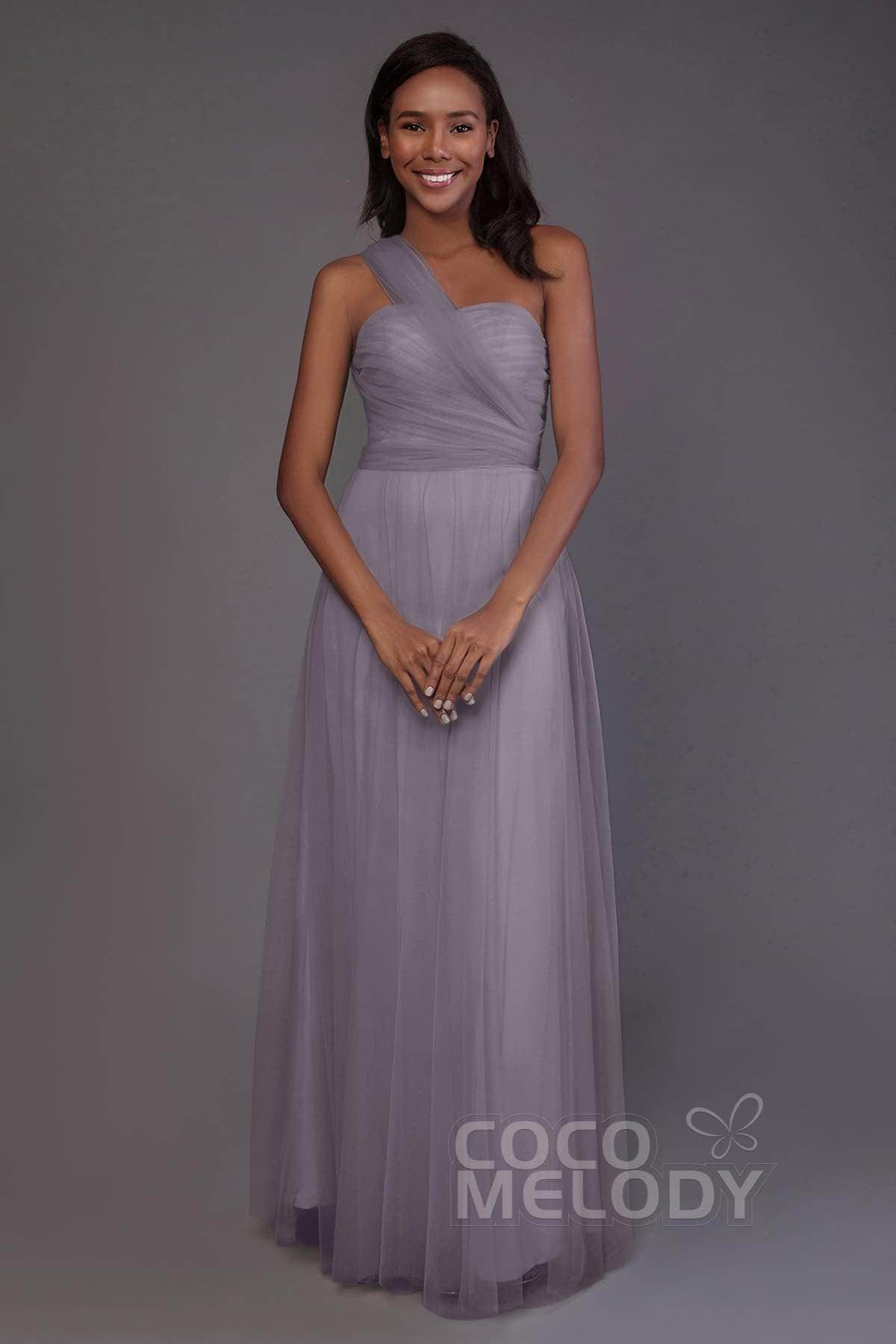 Sheath-Column Floor Length Tulle Bridesmaid Dress PR3502
