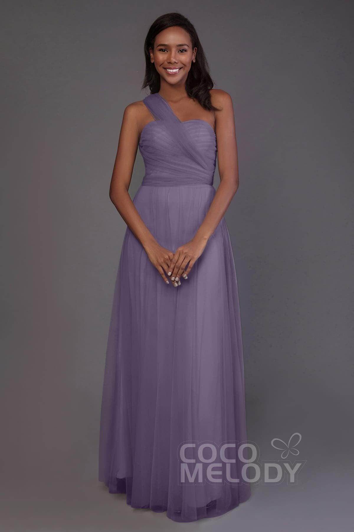 Sheath-Column Floor Length Tulle Bridesmaid Dress PR3502