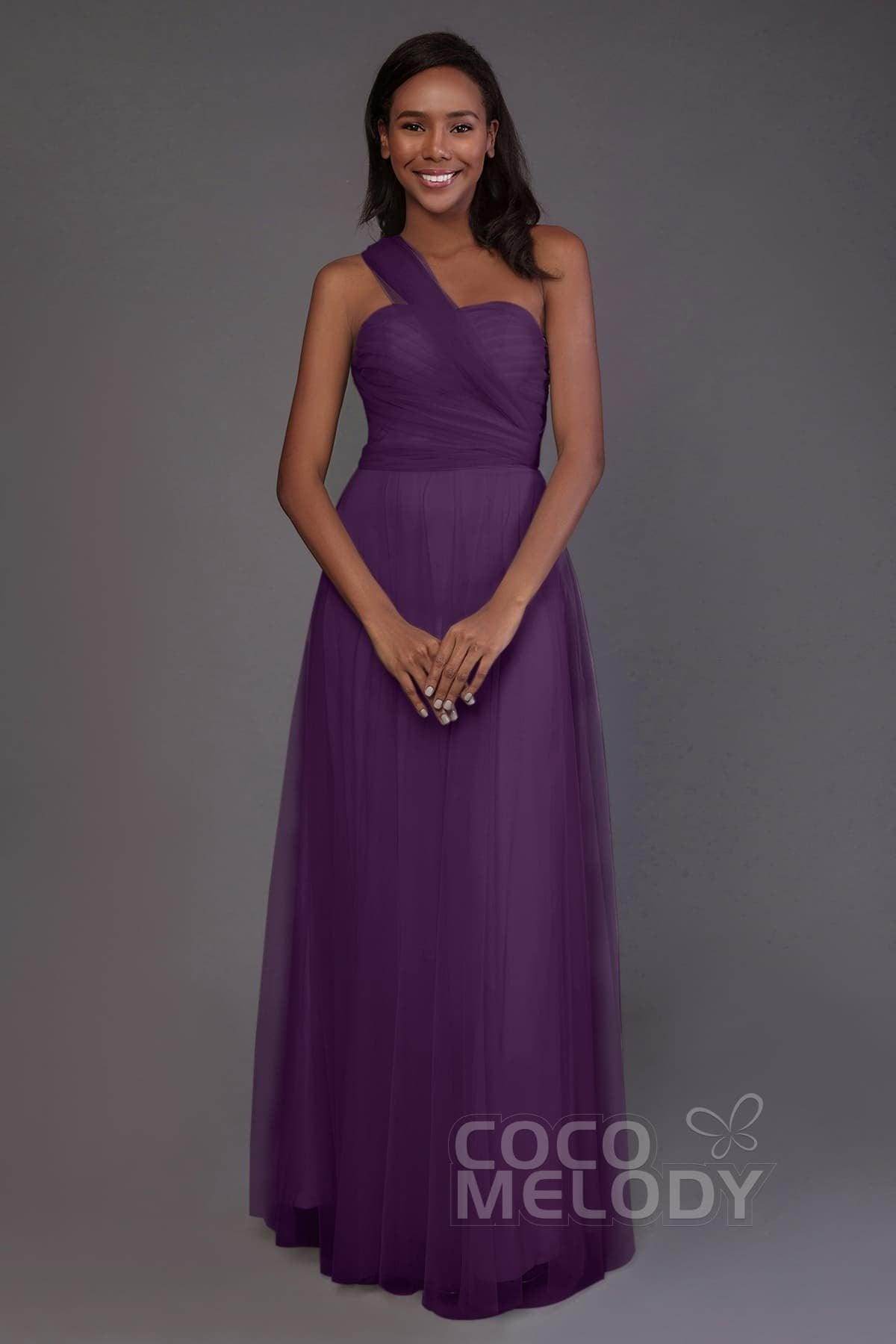 Sheath-Column Floor Length Tulle Bridesmaid Dress PR3502