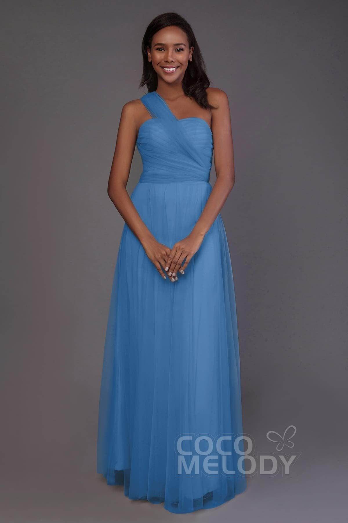 Sheath-Column Floor Length Tulle Bridesmaid Dress PR3502