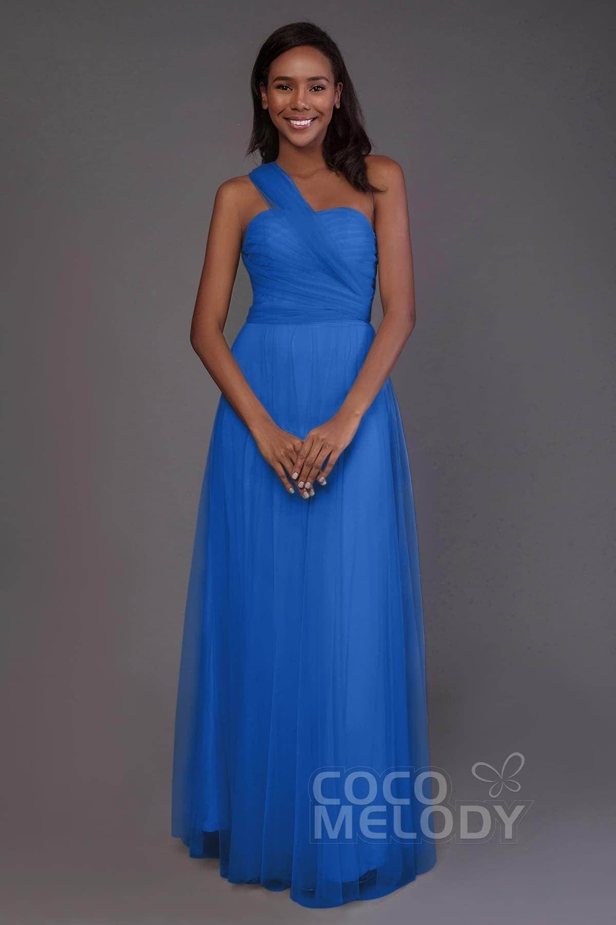 Sheath-Column Floor Length Tulle Bridesmaid Dress PR3502