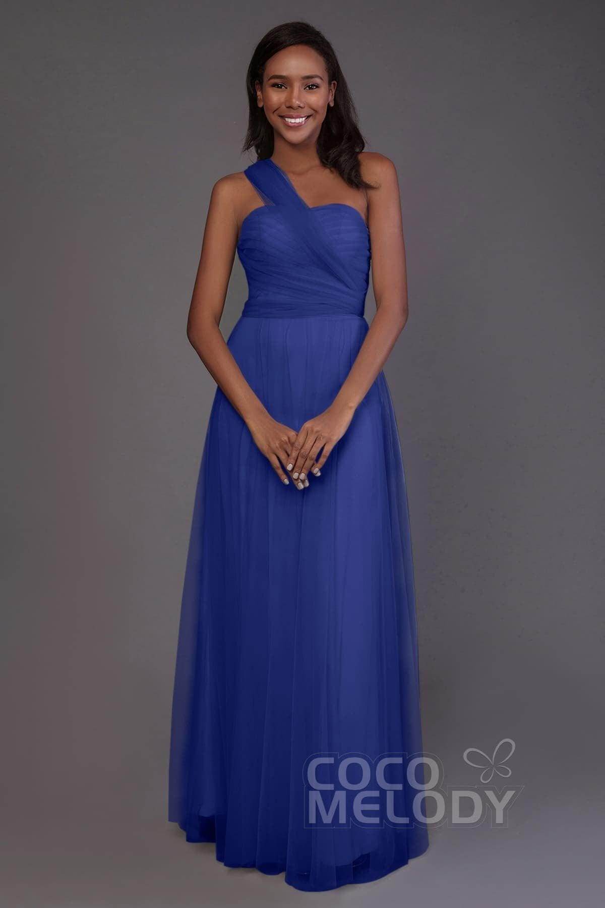 Sheath-Column Floor Length Tulle Bridesmaid Dress PR3502