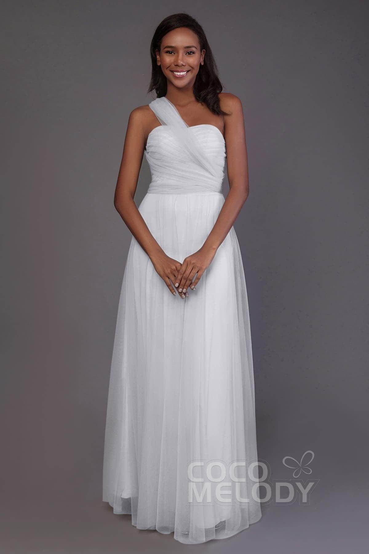 Sheath-Column Floor Length Tulle Bridesmaid Dress PR3502