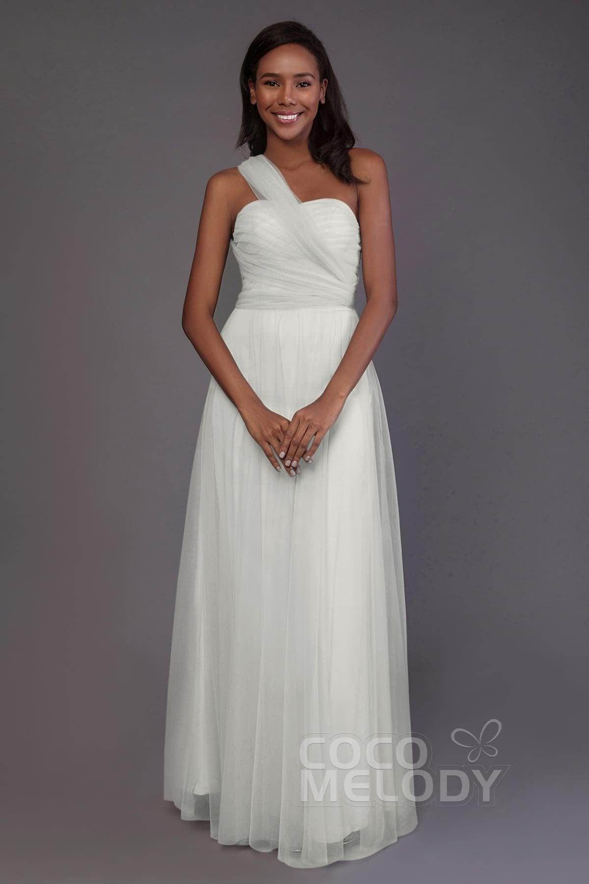 Sheath-Column Floor Length Tulle Bridesmaid Dress PR3502