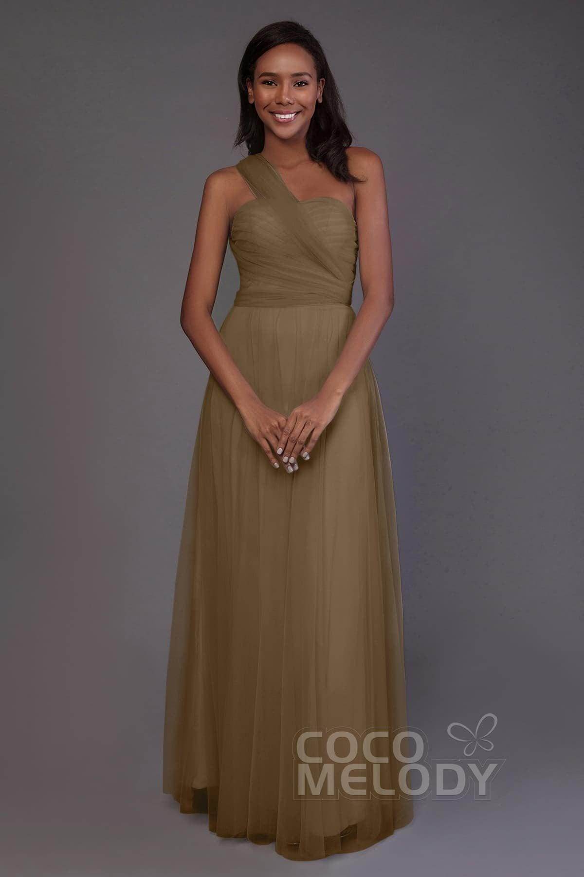 Sheath-Column Floor Length Tulle Bridesmaid Dress PR3502