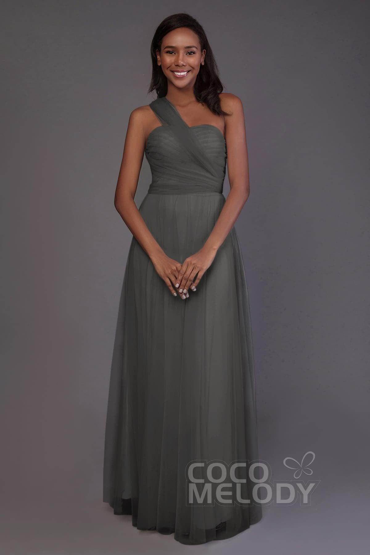 Sheath-Column Floor Length Tulle Bridesmaid Dress PR3502