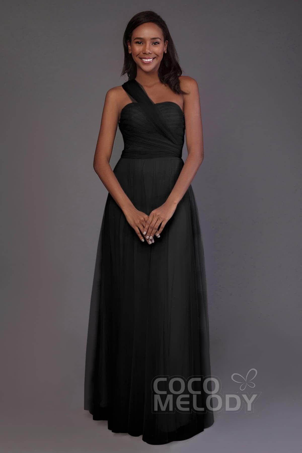 Sheath-Column Floor Length Tulle Bridesmaid Dress PR3502
