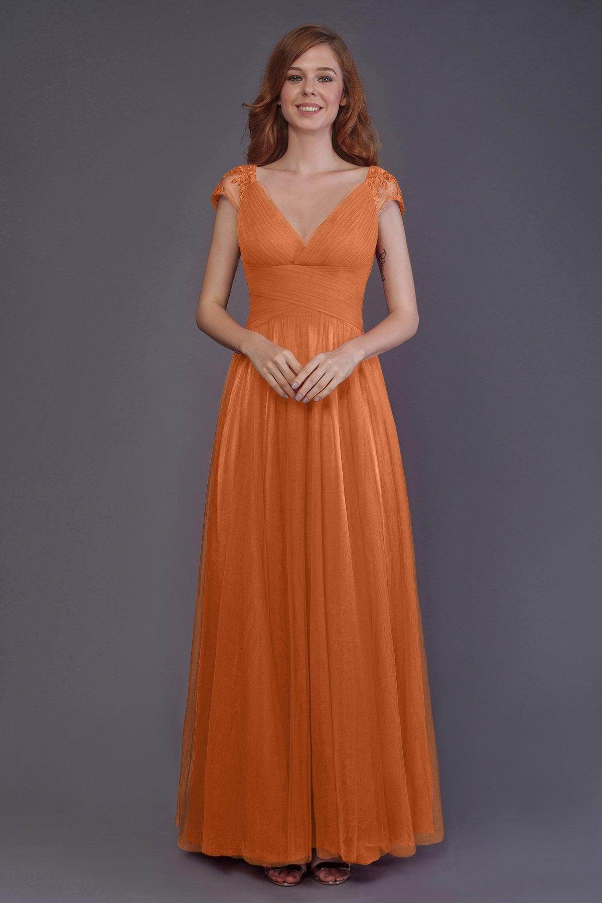 Sheath-Column Floor Length Tulle Bridesmaid Dress PR3510