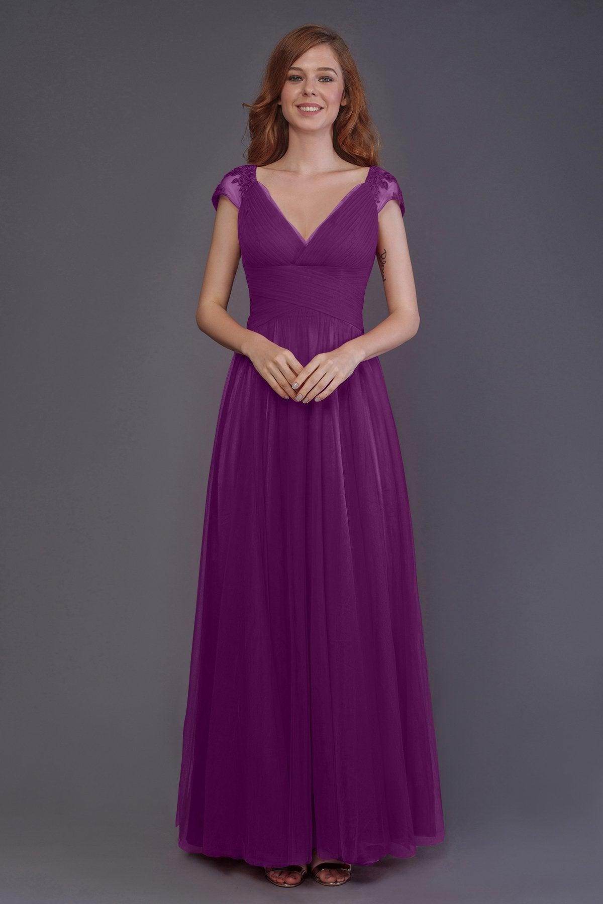 Sheath-Column Floor Length Tulle Bridesmaid Dress PR3510