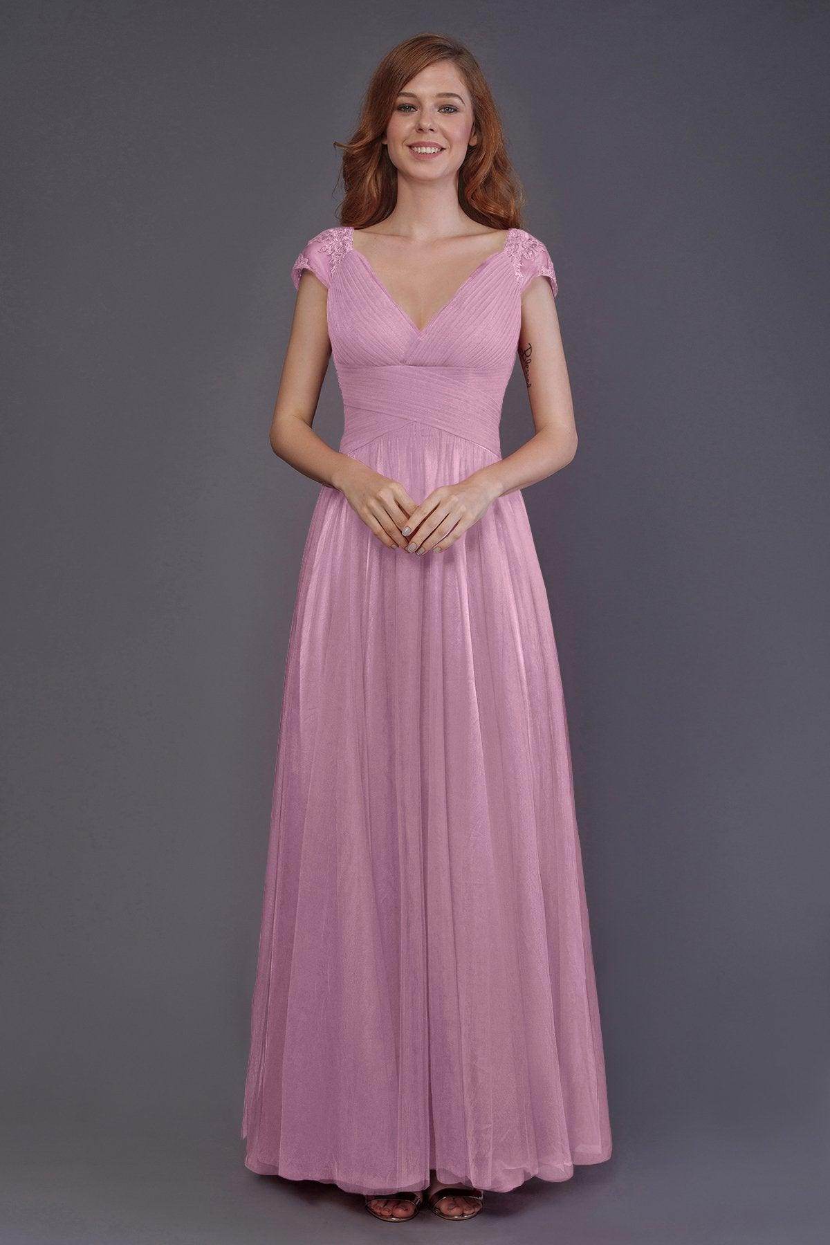 Sheath-Column Floor Length Tulle Bridesmaid Dress PR3510