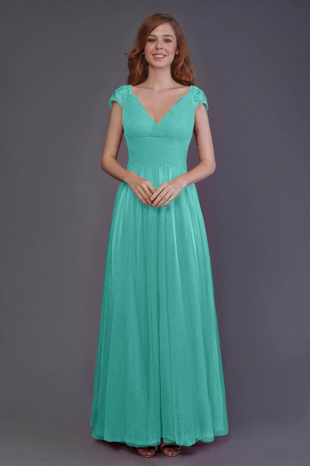 Sheath-Column Floor Length Tulle Bridesmaid Dress PR3510
