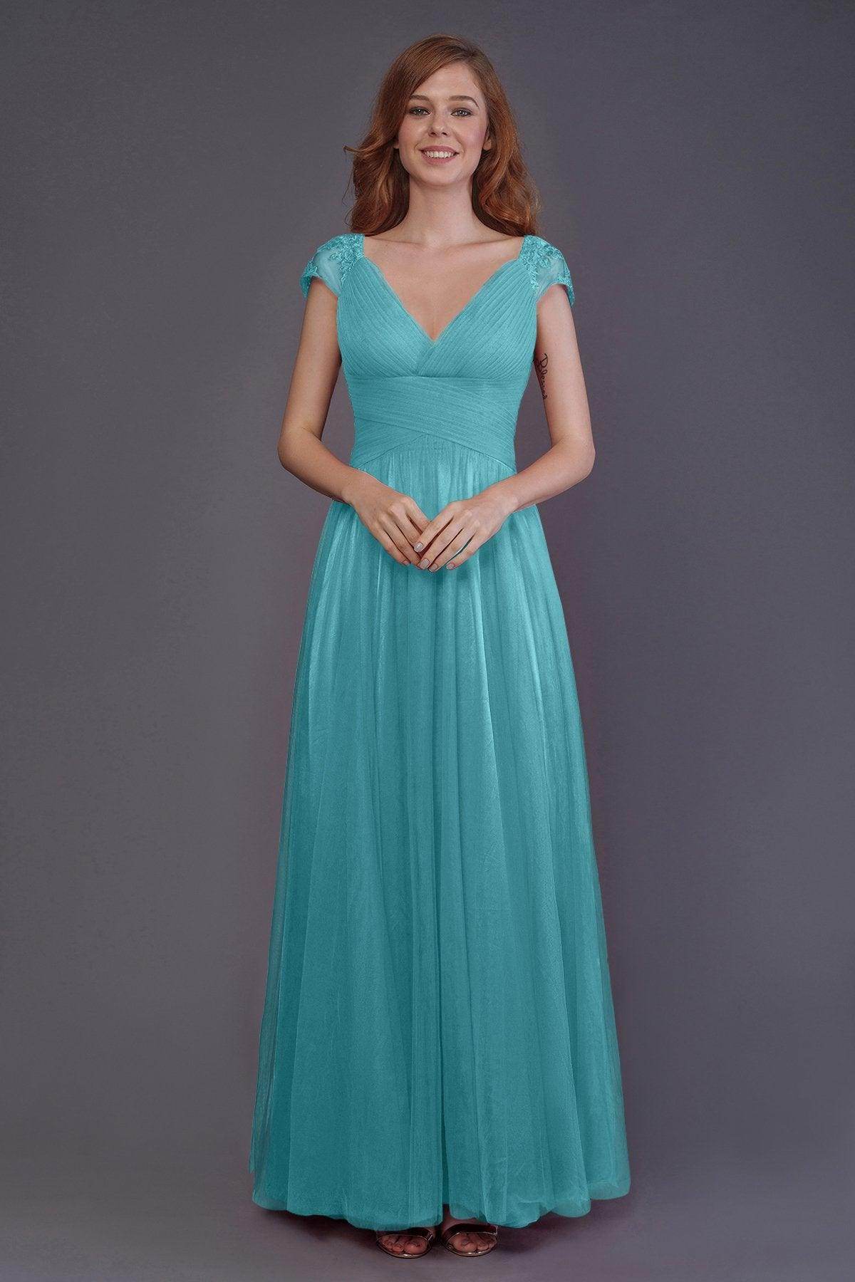 Sheath-Column Floor Length Tulle Bridesmaid Dress PR3510