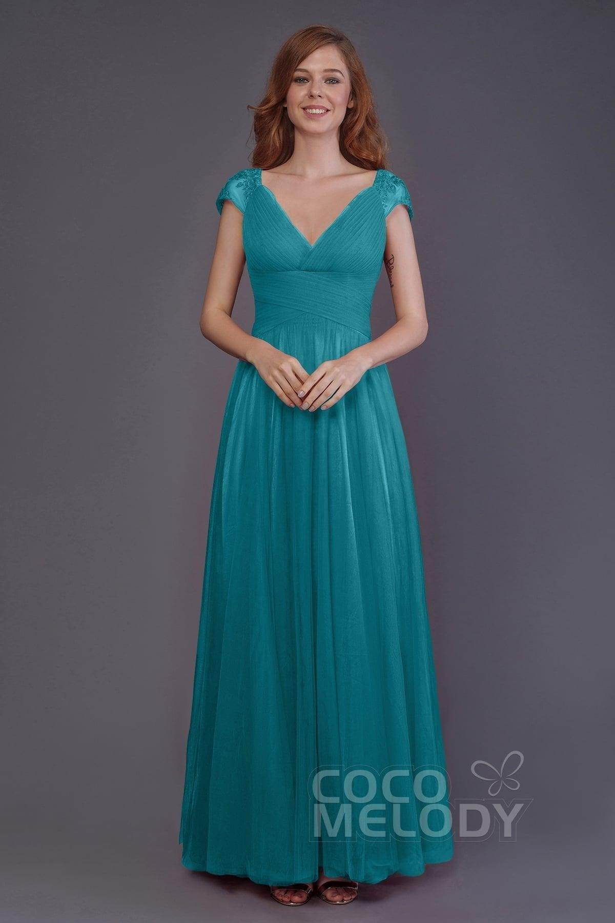 Sheath-Column Floor Length Tulle Bridesmaid Dress PR3510