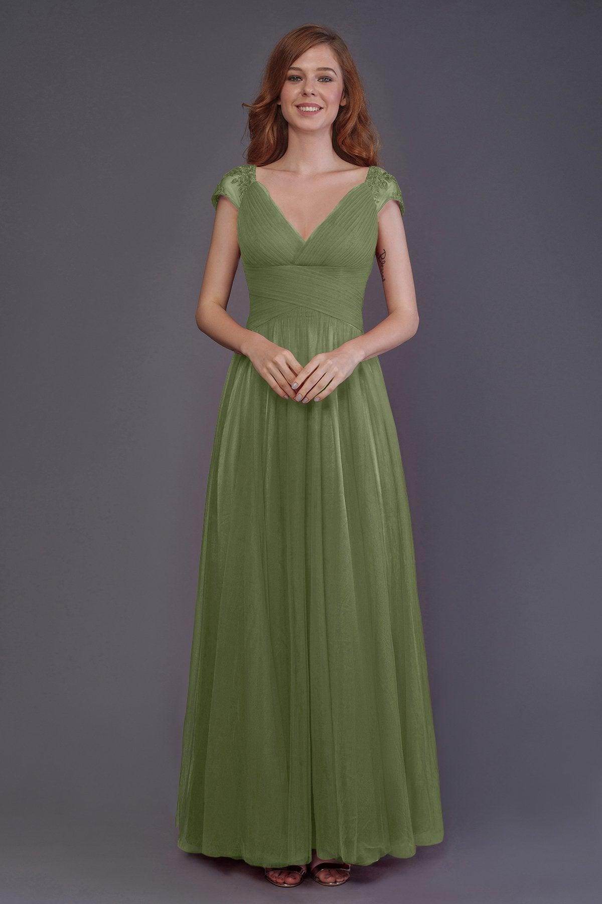 Sheath-Column Floor Length Tulle Bridesmaid Dress PR3510