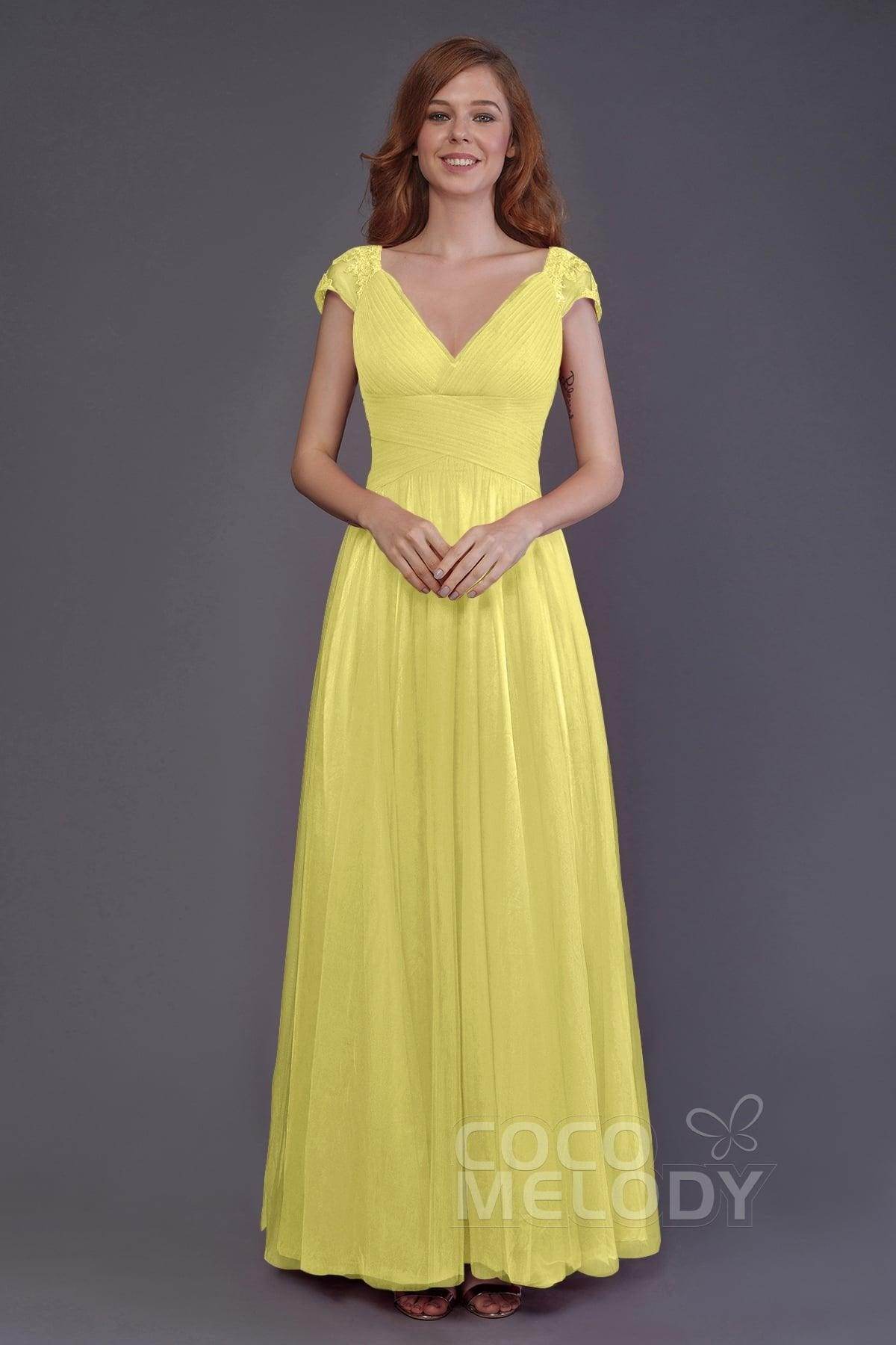 Sheath-Column Floor Length Tulle Bridesmaid Dress PR3510
