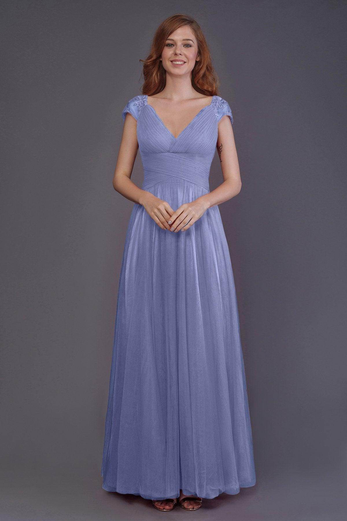 Sheath-Column Floor Length Tulle Bridesmaid Dress PR3510