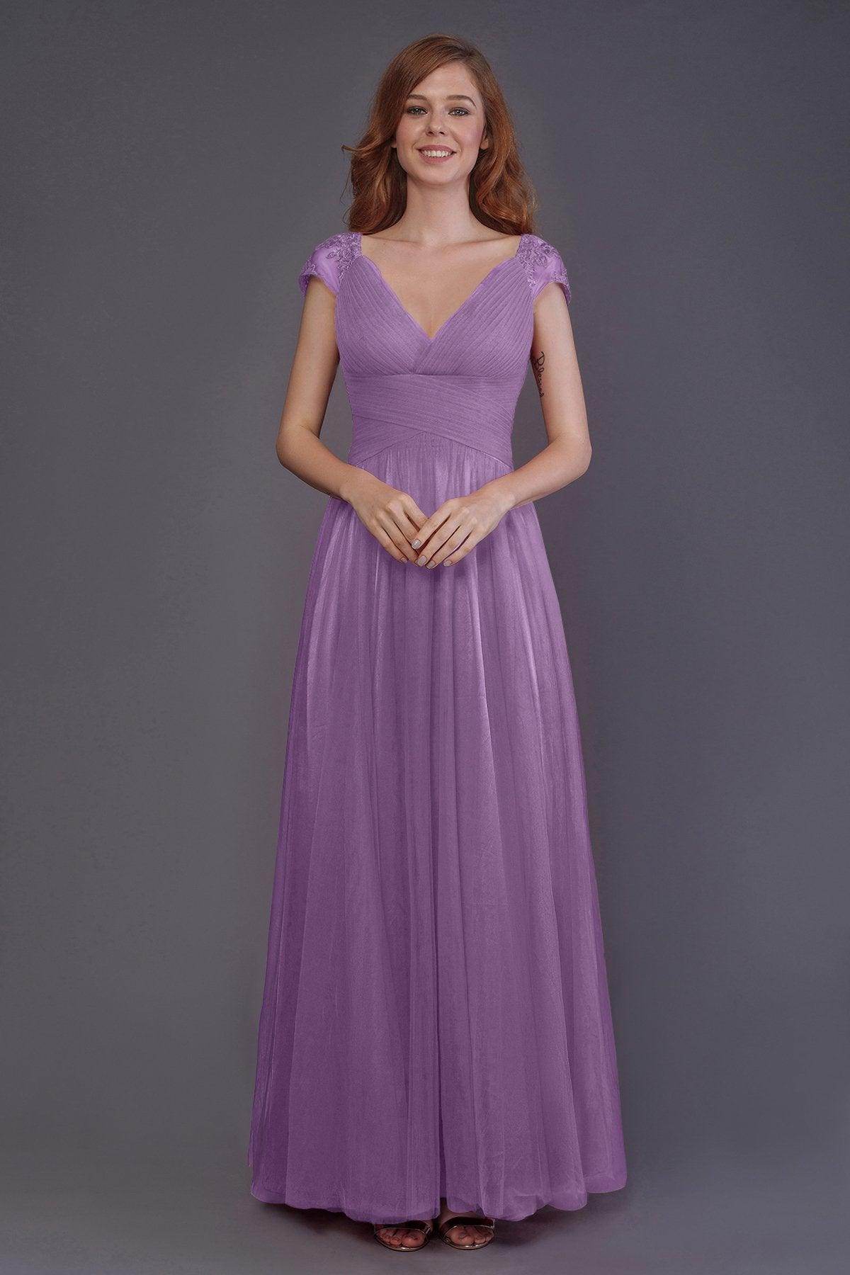Sheath-Column Floor Length Tulle Bridesmaid Dress PR3510