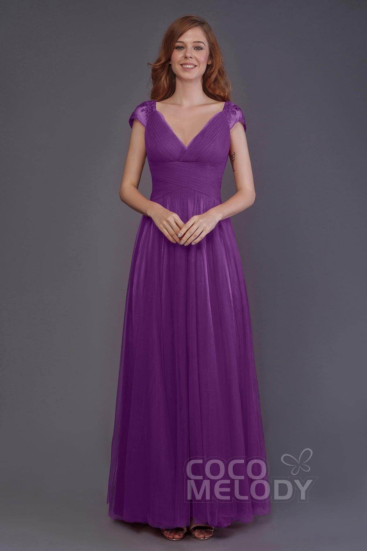 Sheath-Column Floor Length Tulle Bridesmaid Dress PR3510