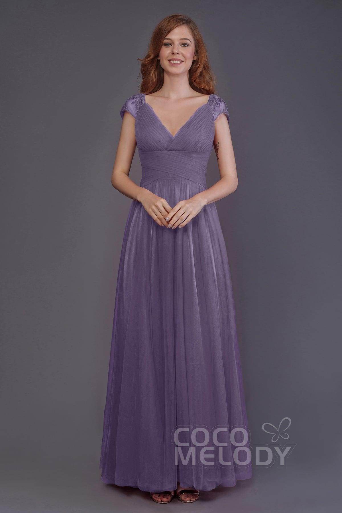 Sheath-Column Floor Length Tulle Bridesmaid Dress PR3510