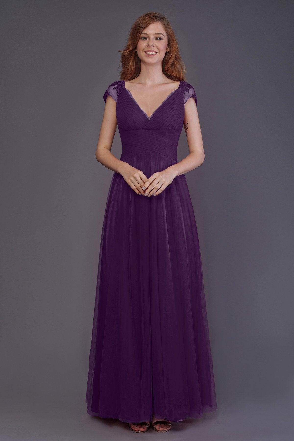 Sheath-Column Floor Length Tulle Bridesmaid Dress PR3510