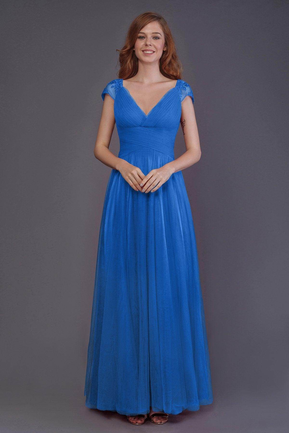Sheath-Column Floor Length Tulle Bridesmaid Dress PR3510