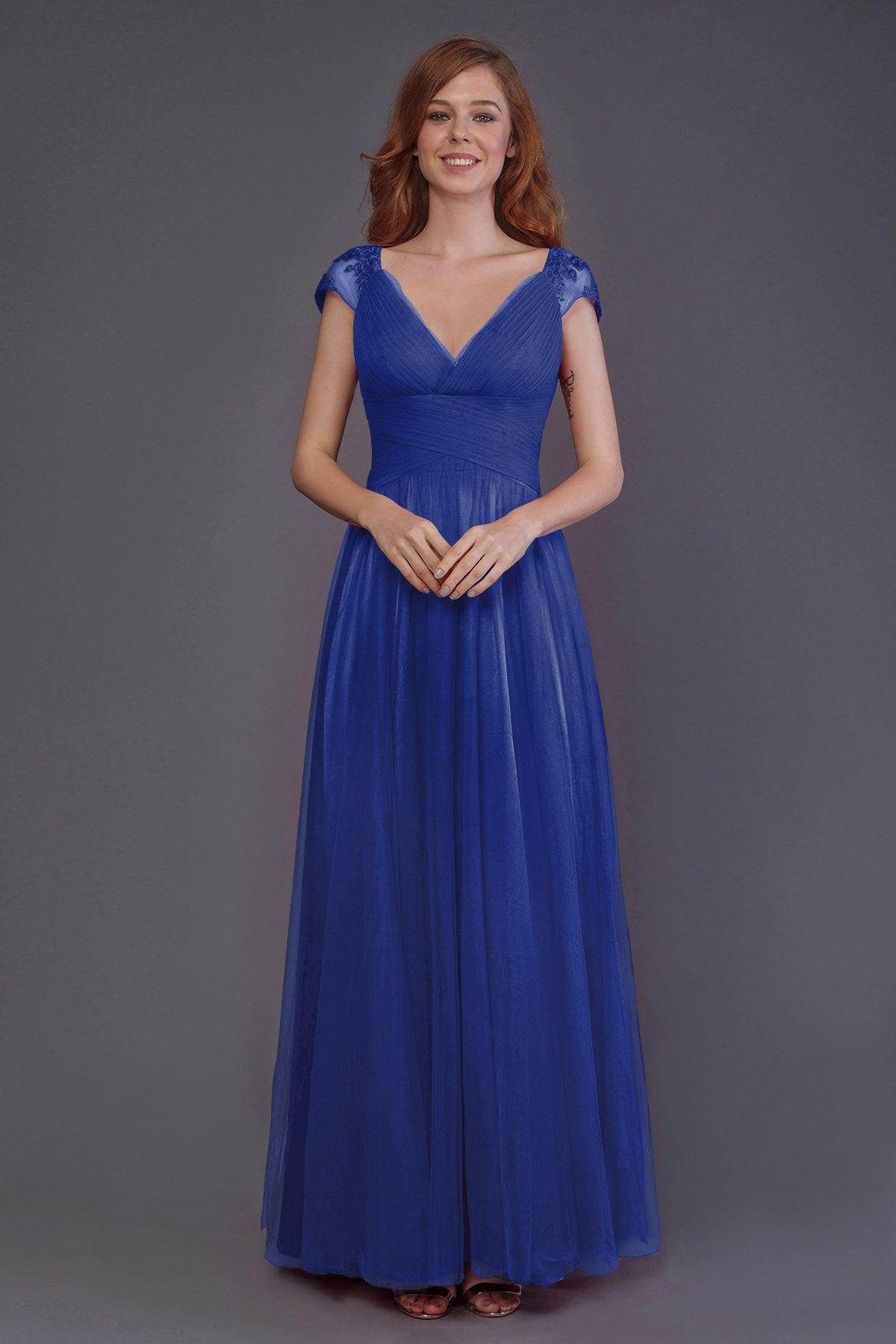 Sheath-Column Floor Length Tulle Bridesmaid Dress PR3510