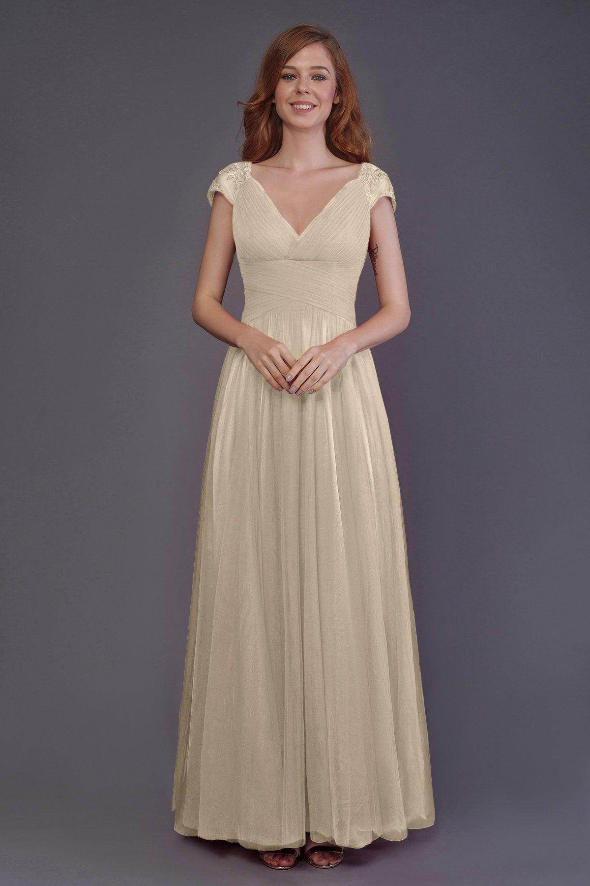 Sheath-Column Floor Length Tulle Bridesmaid Dress PR3510
