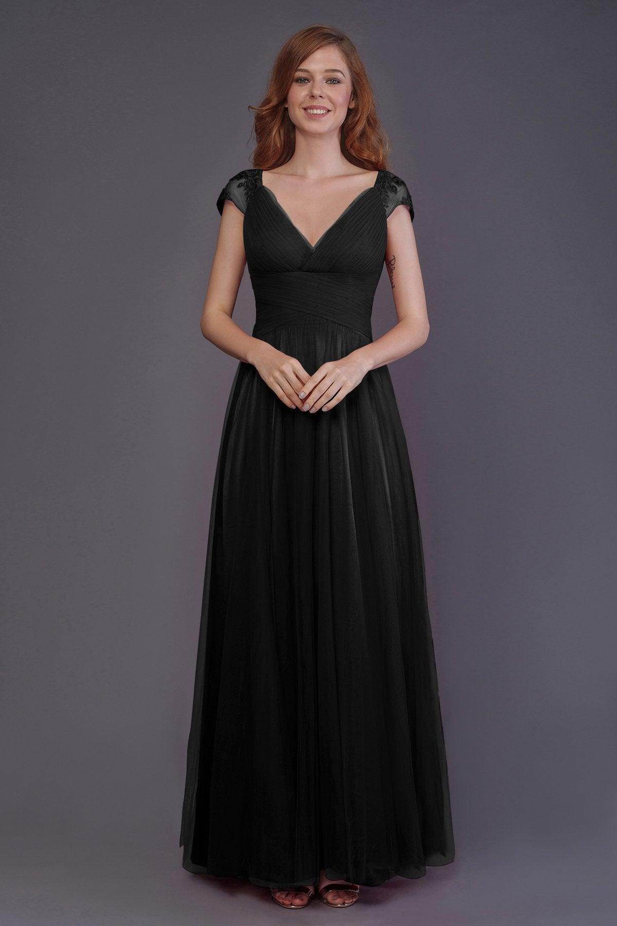 Sheath-Column Floor Length Tulle Bridesmaid Dress PR3510