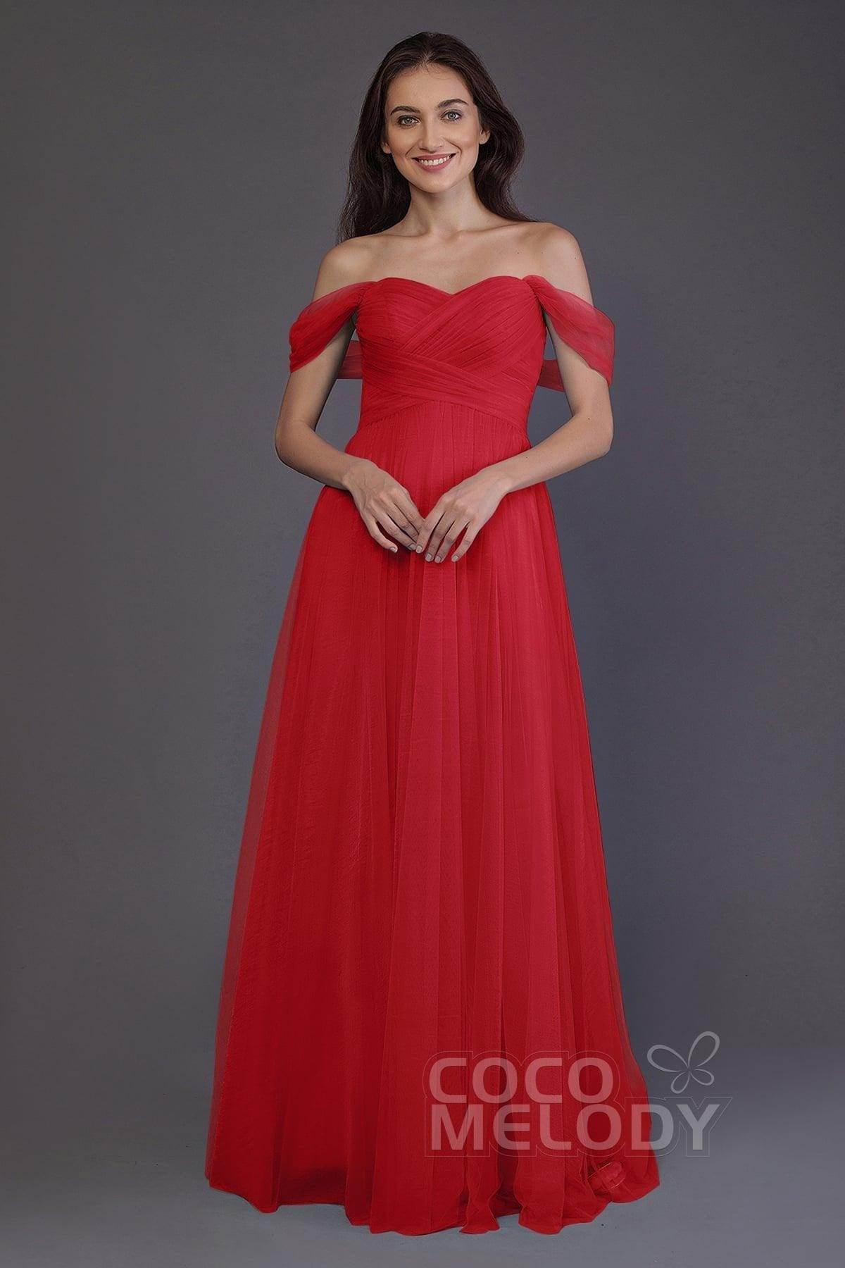 Sheath-Column Floor Length Tulle Bridesmaid Dress PR3512