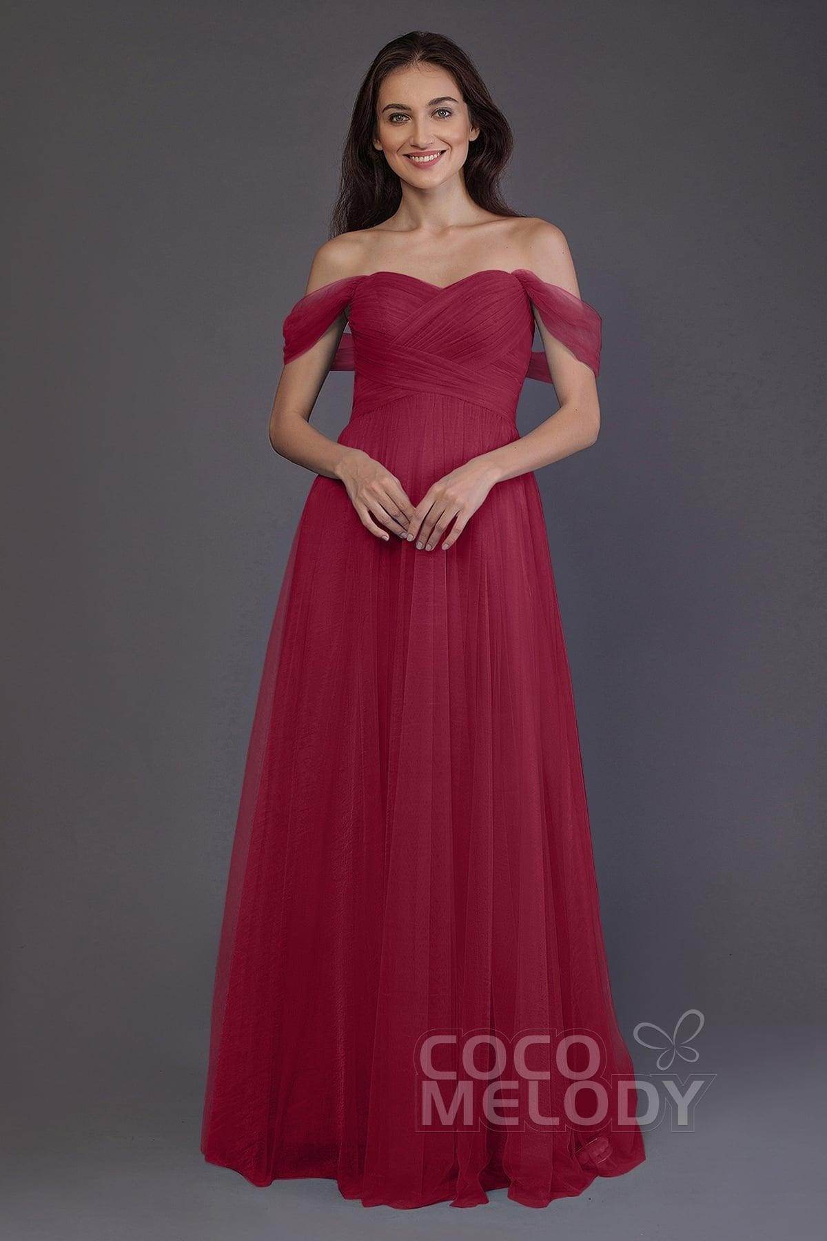 Sheath-Column Floor Length Tulle Bridesmaid Dress PR3512