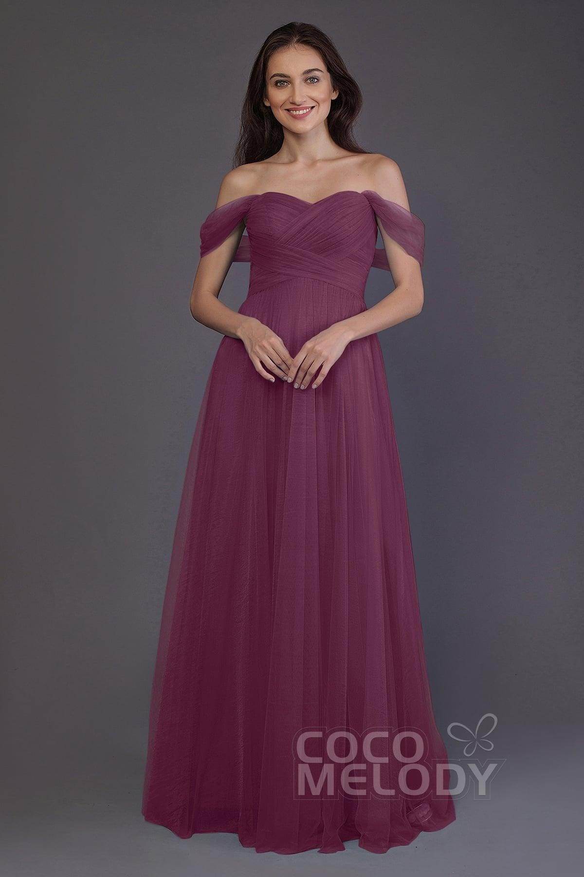 Sheath-Column Floor Length Tulle Bridesmaid Dress PR3512
