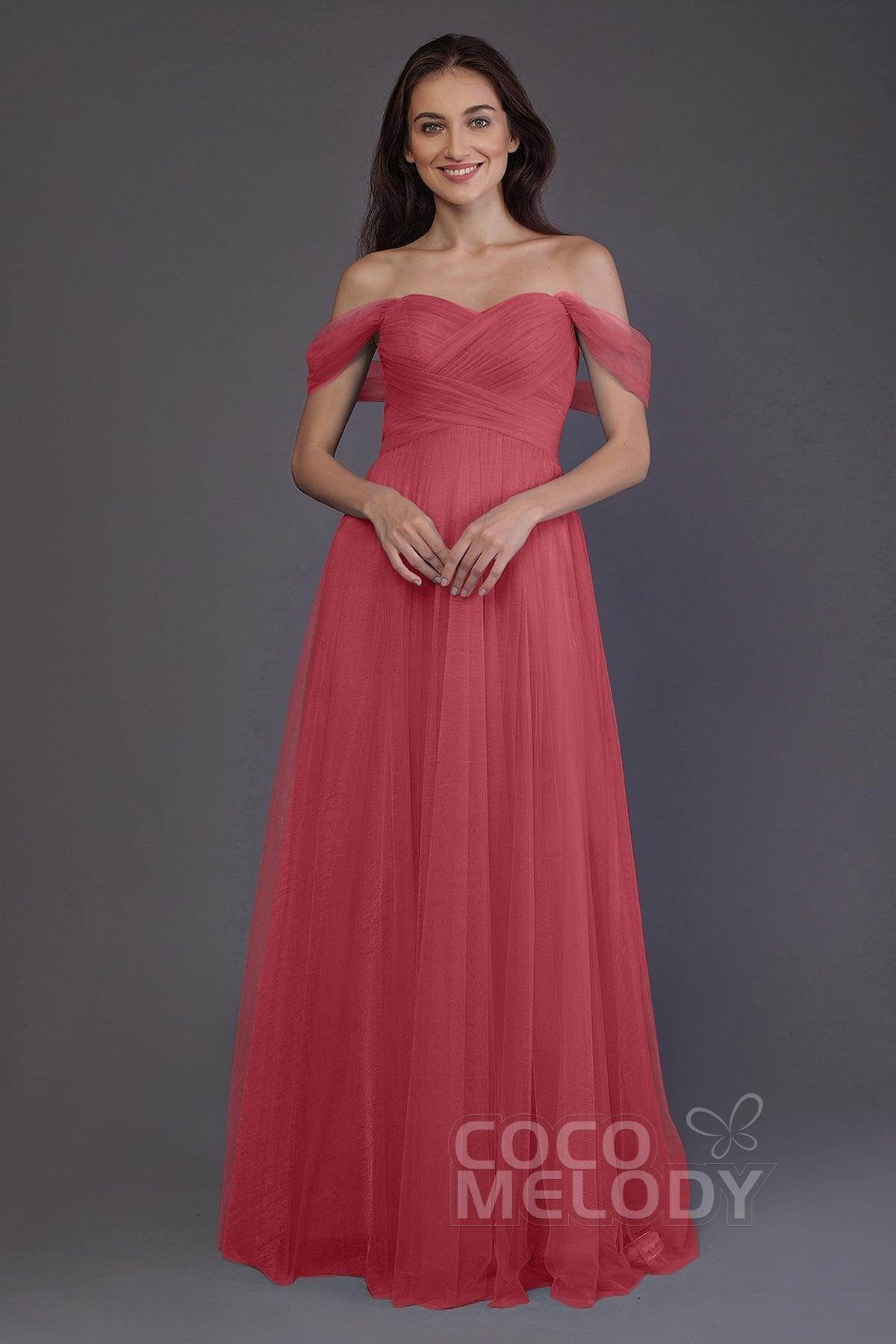 Sheath-Column Floor Length Tulle Bridesmaid Dress PR3512
