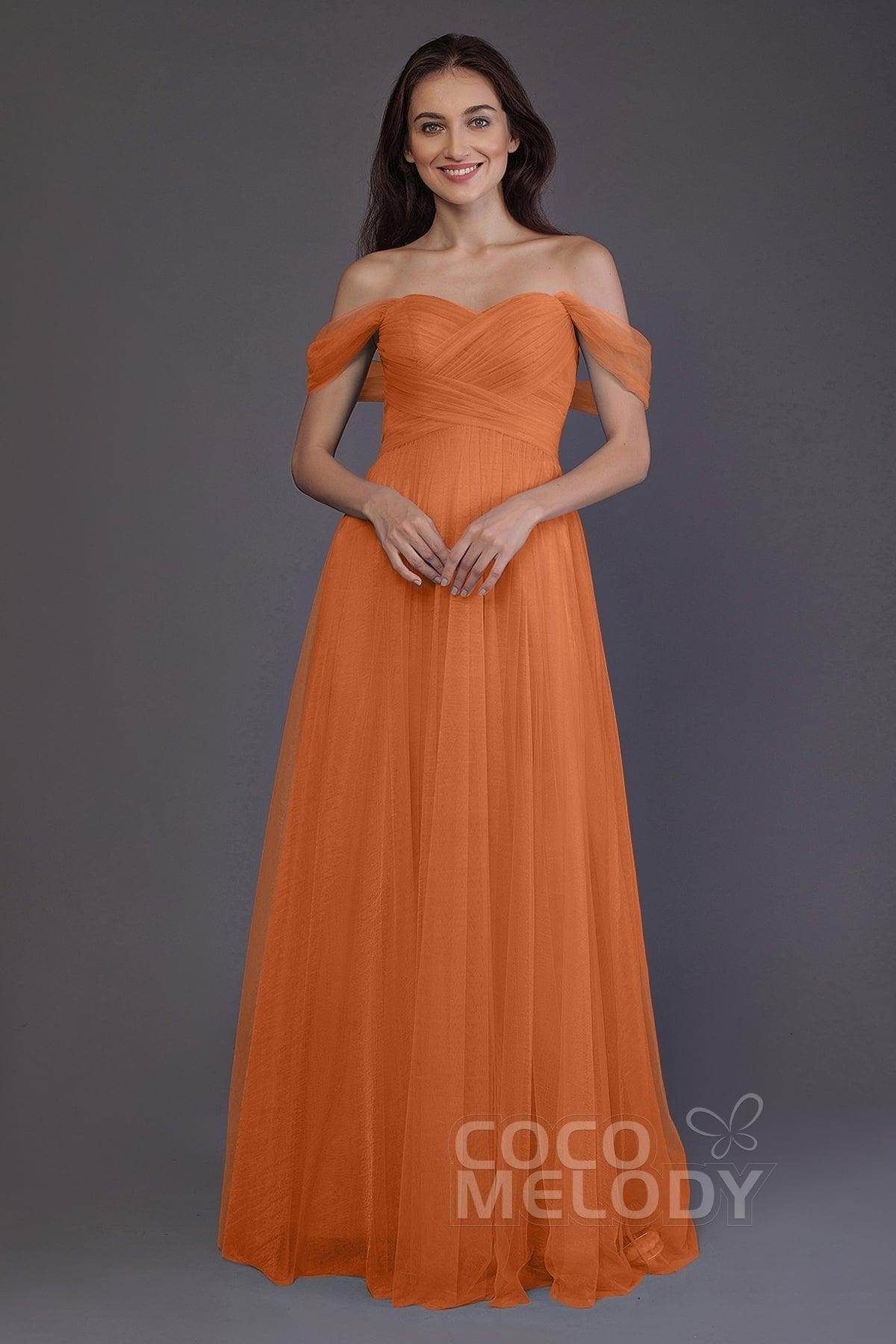 Sheath-Column Floor Length Tulle Bridesmaid Dress PR3512