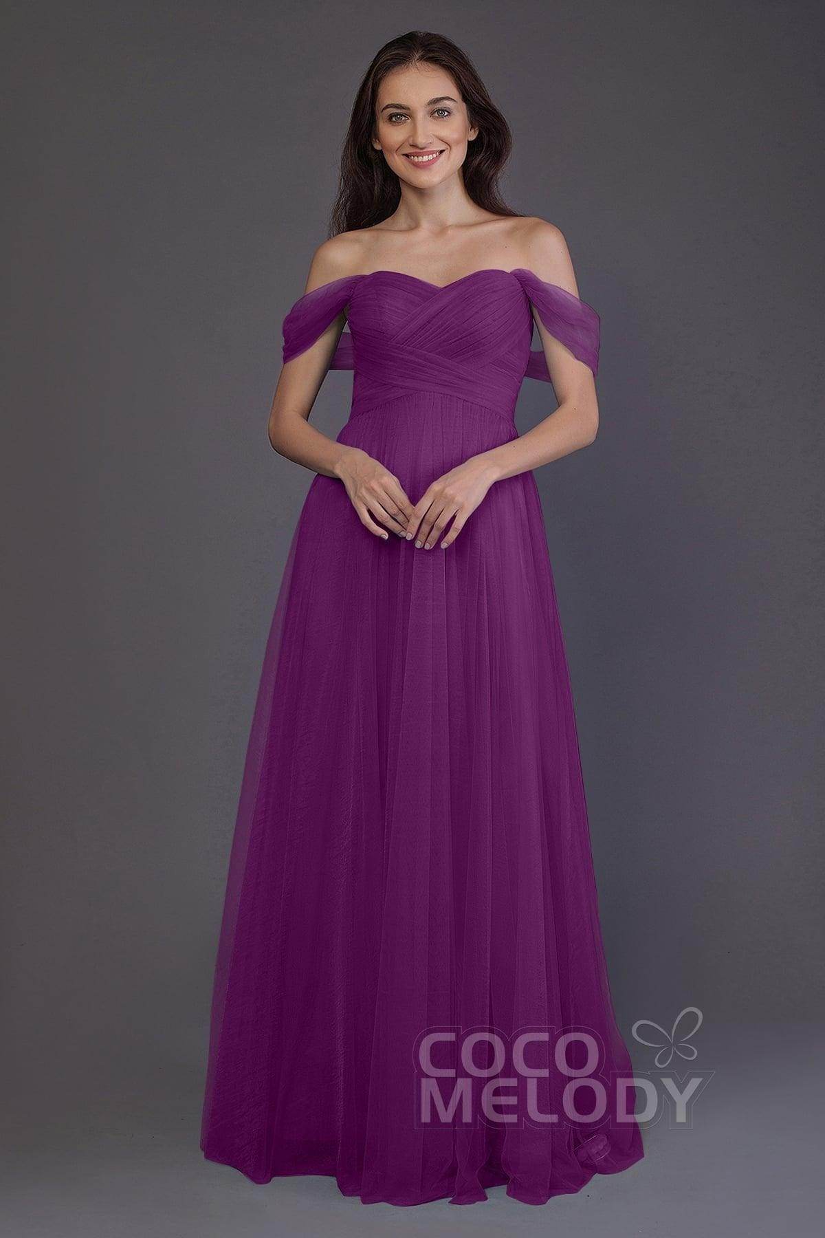 Sheath-Column Floor Length Tulle Bridesmaid Dress PR3512