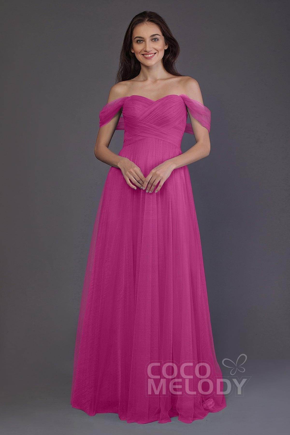 Sheath-Column Floor Length Tulle Bridesmaid Dress PR3512