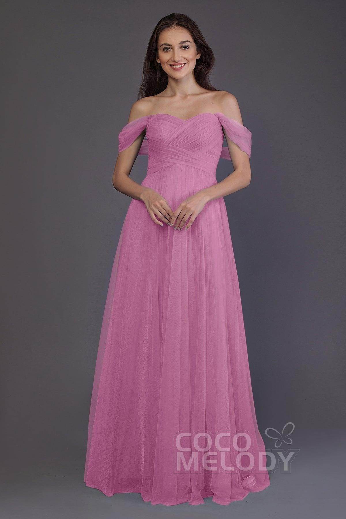 Sheath-Column Floor Length Tulle Bridesmaid Dress PR3512