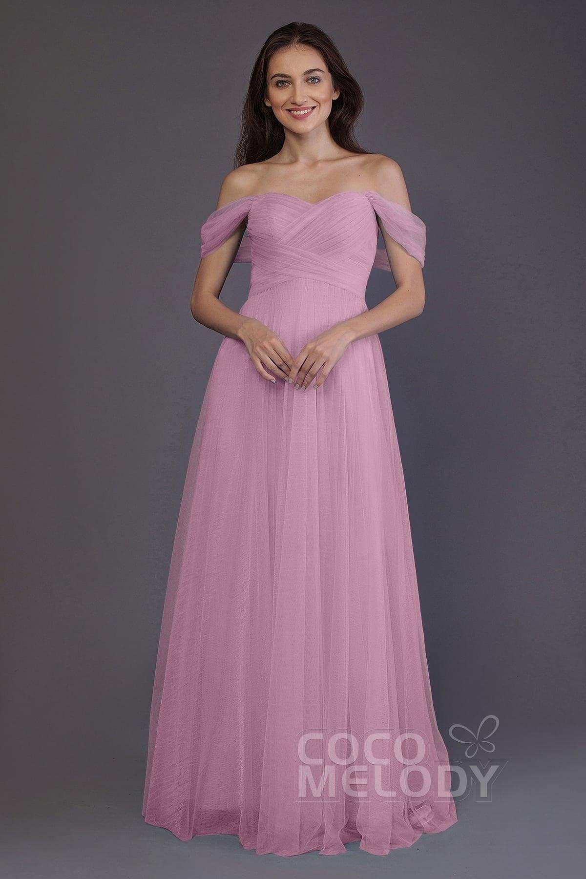 Sheath-Column Floor Length Tulle Bridesmaid Dress PR3512