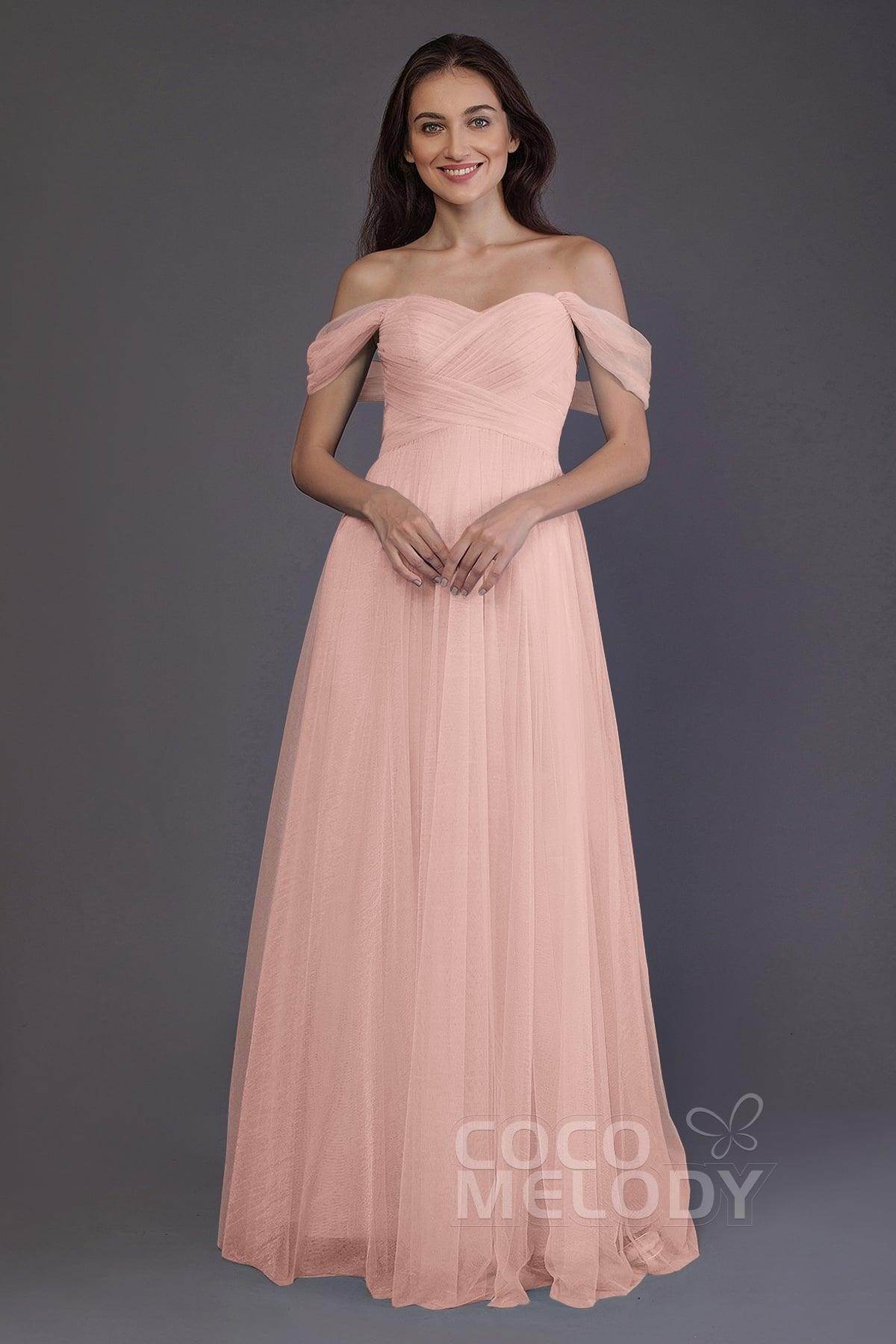 Sheath-Column Floor Length Tulle Bridesmaid Dress PR3512