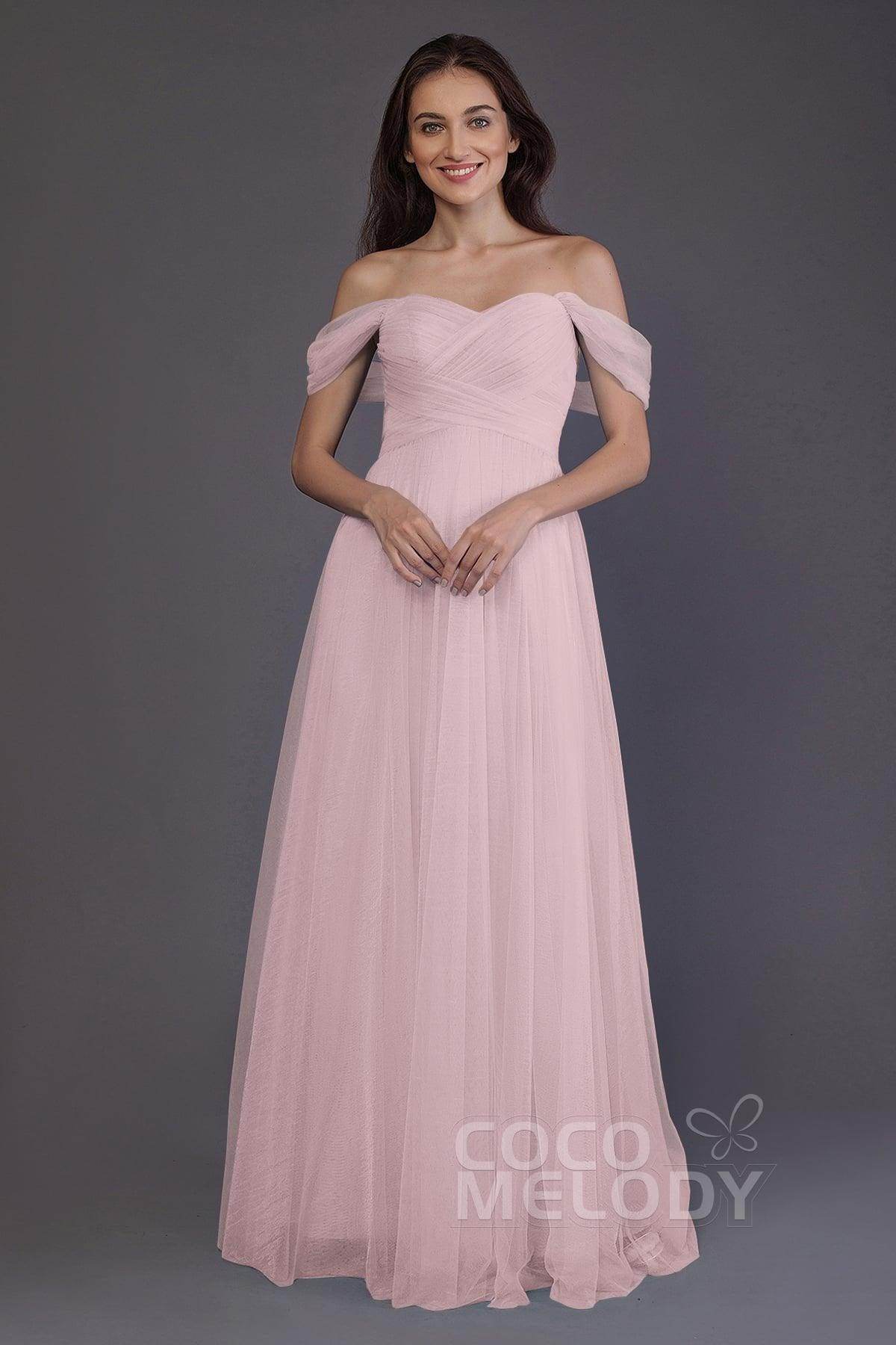 Sheath-Column Floor Length Tulle Bridesmaid Dress PR3512
