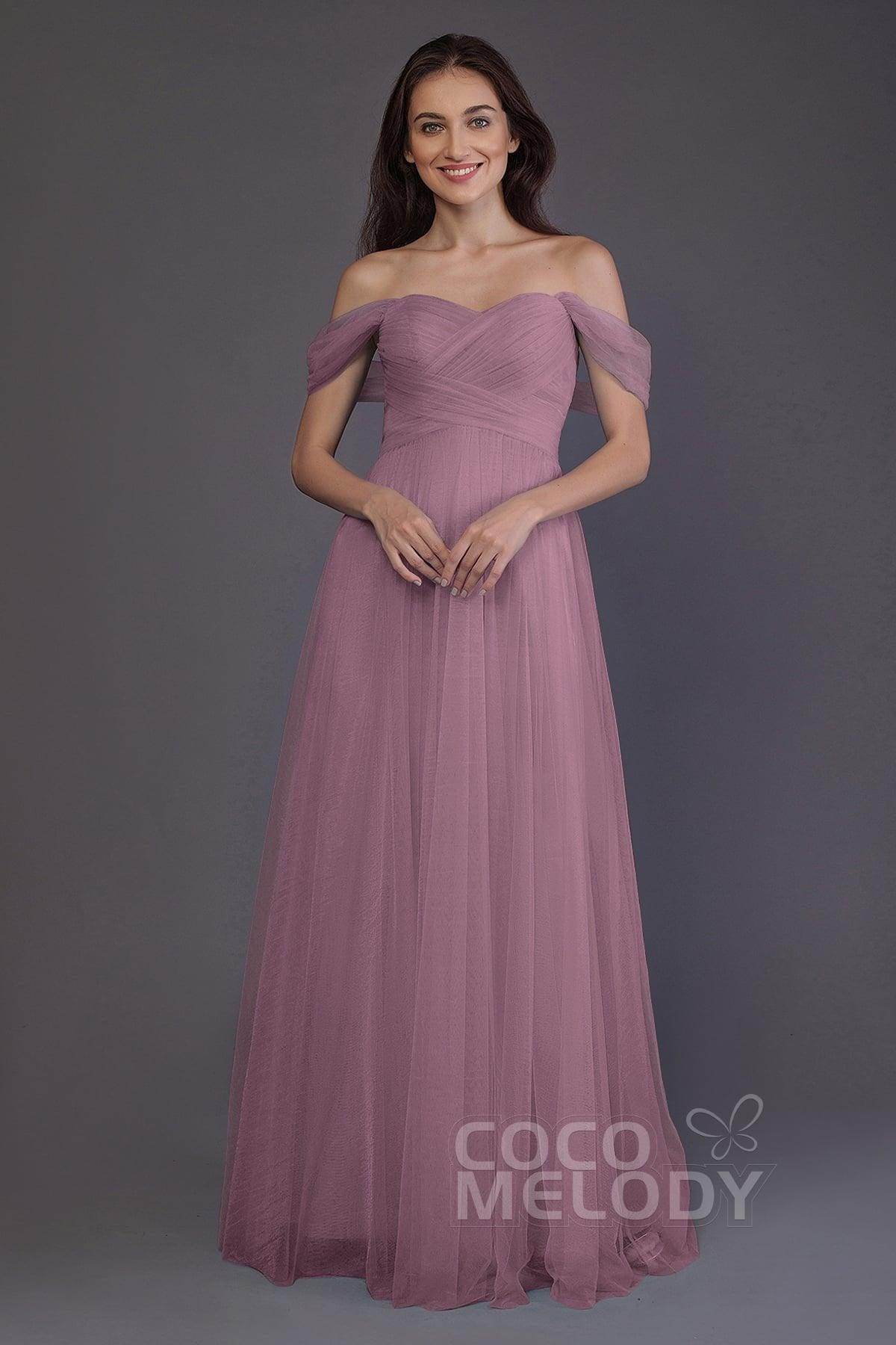 Sheath-Column Floor Length Tulle Bridesmaid Dress PR3512