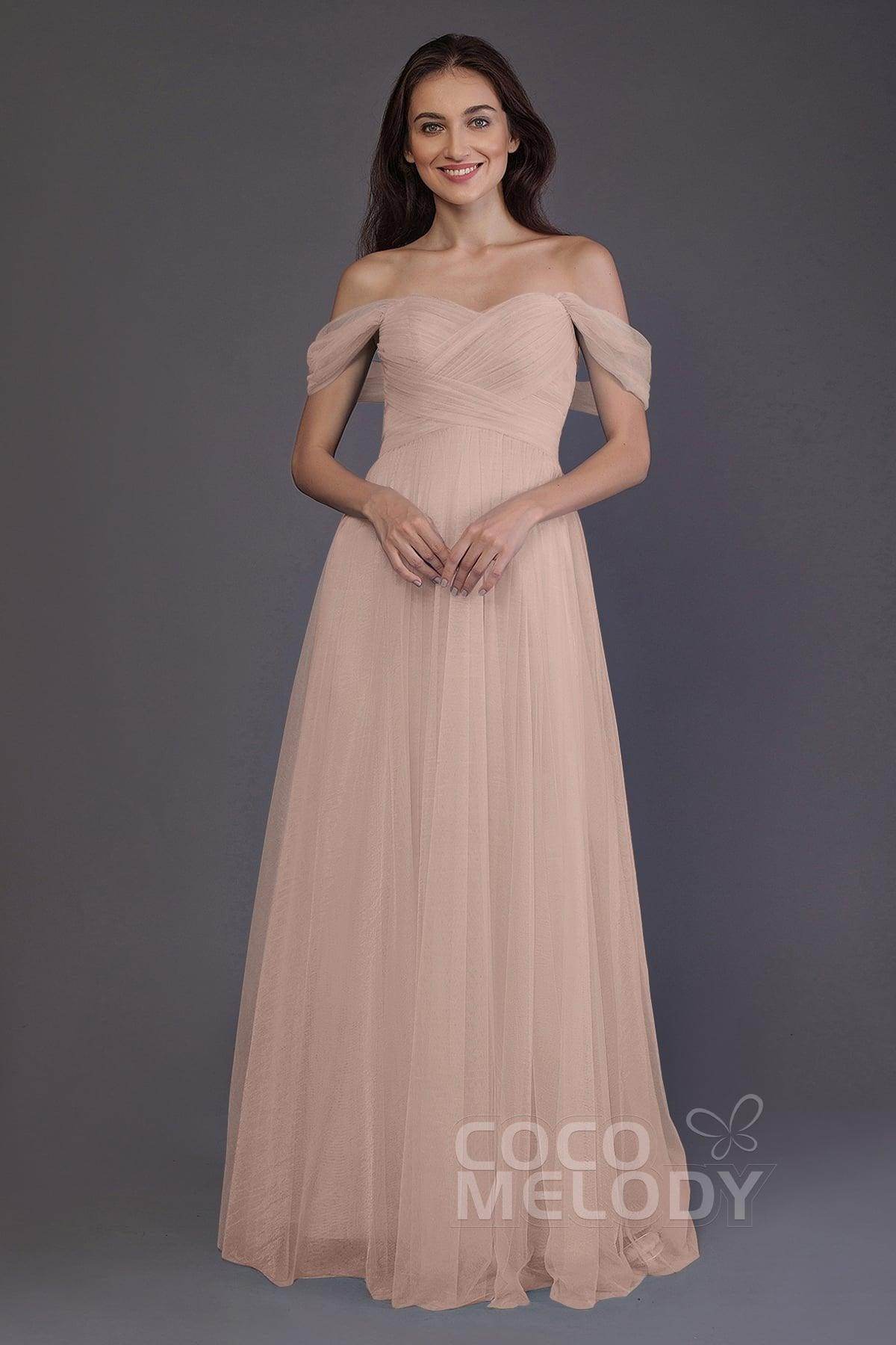 Sheath-Column Floor Length Tulle Bridesmaid Dress PR3512