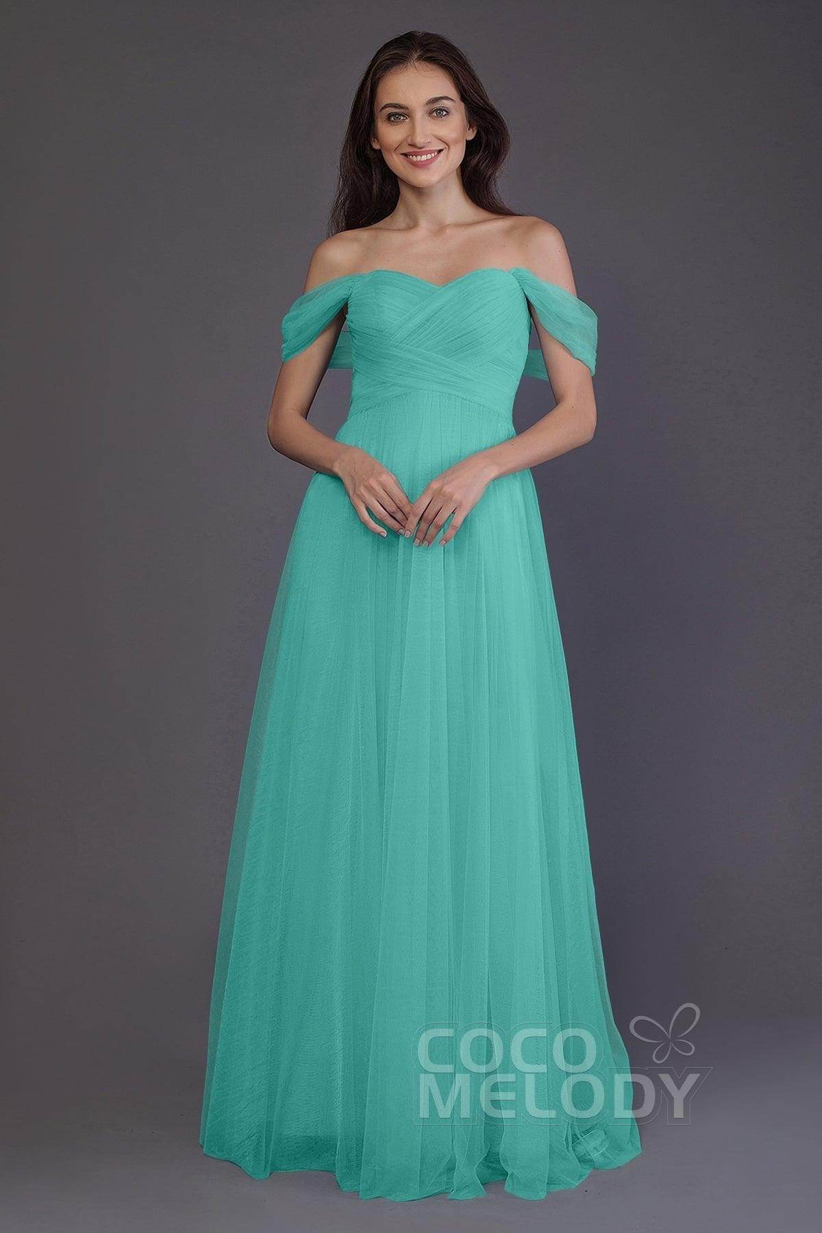 Sheath-Column Floor Length Tulle Bridesmaid Dress PR3512