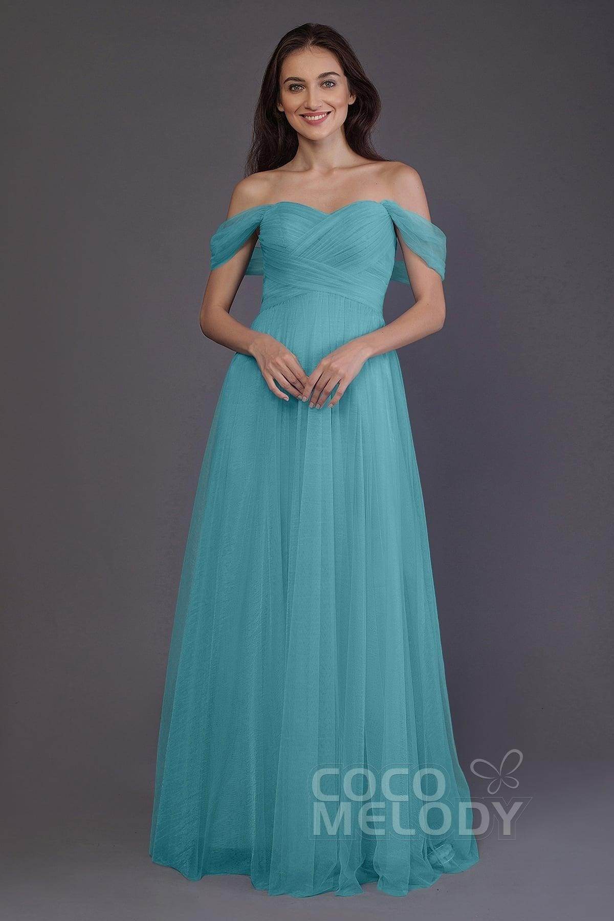 Sheath-Column Floor Length Tulle Bridesmaid Dress PR3512