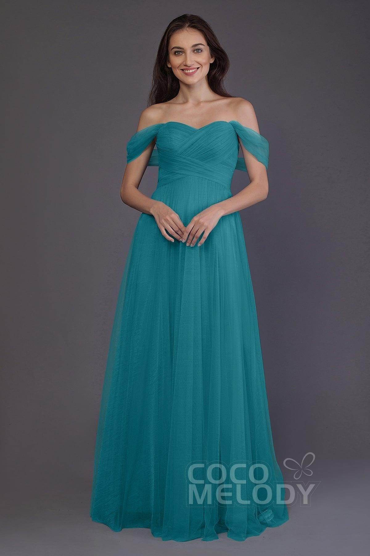 Sheath-Column Floor Length Tulle Bridesmaid Dress PR3512