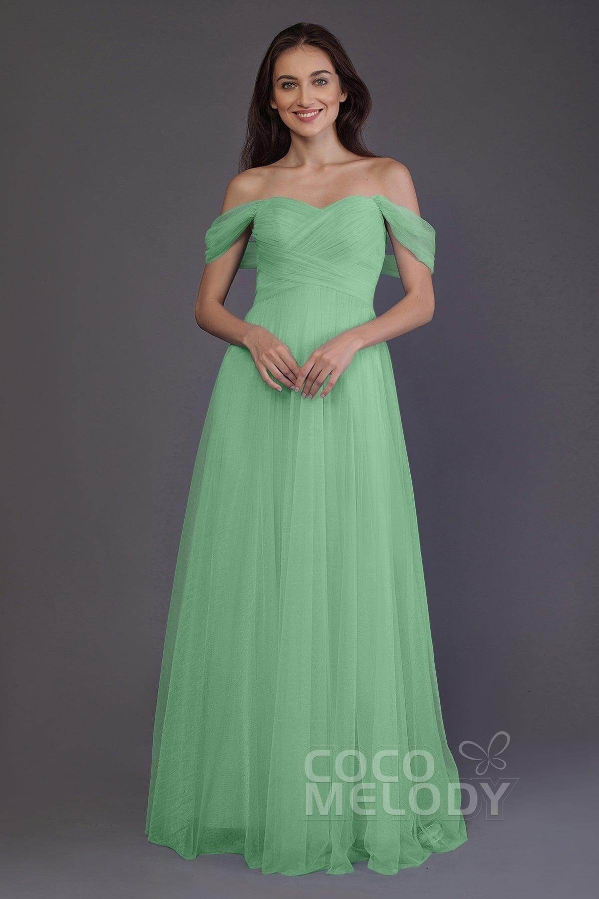 Sheath-Column Floor Length Tulle Bridesmaid Dress PR3512