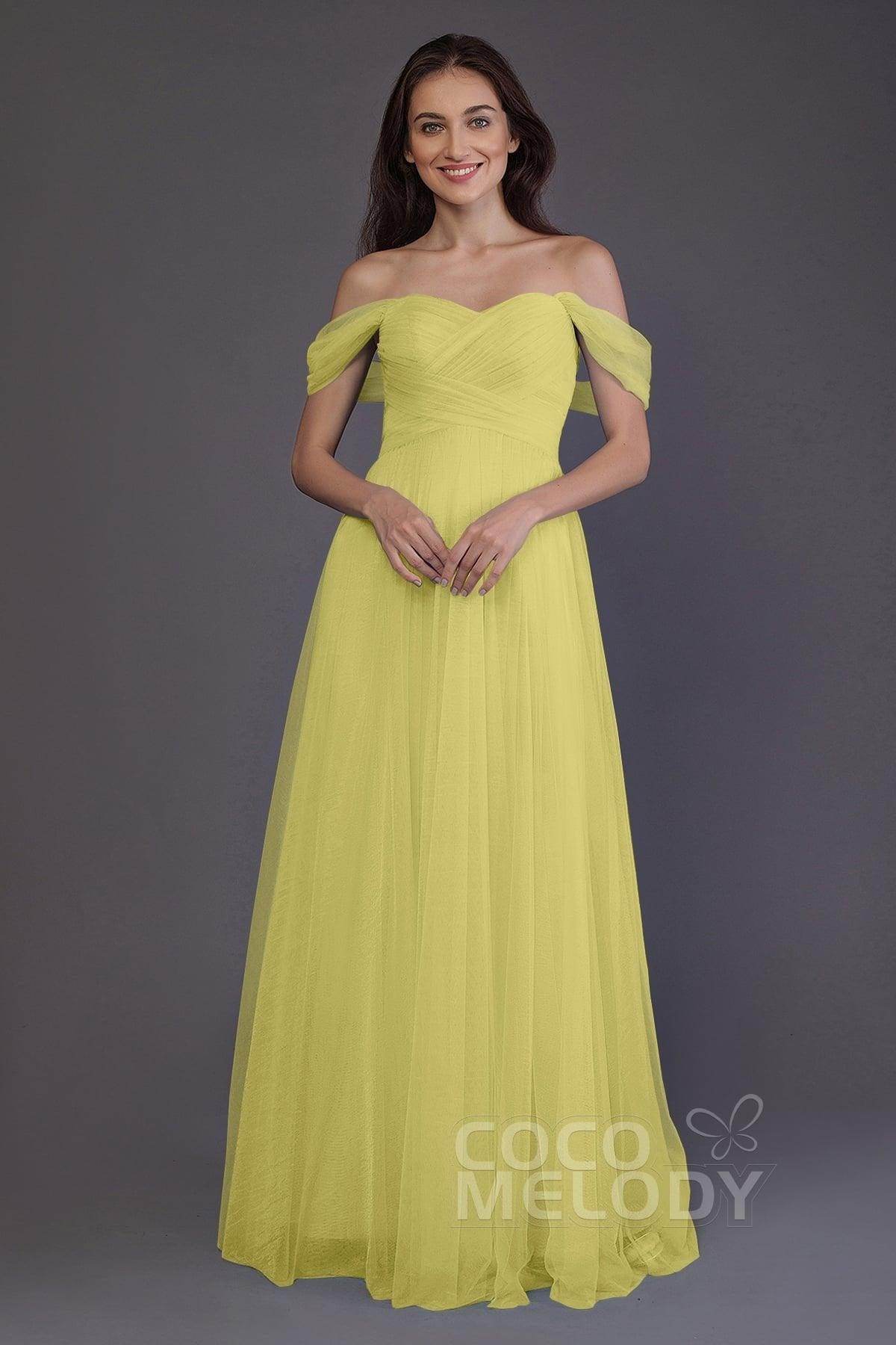 Sheath-Column Floor Length Tulle Bridesmaid Dress PR3512