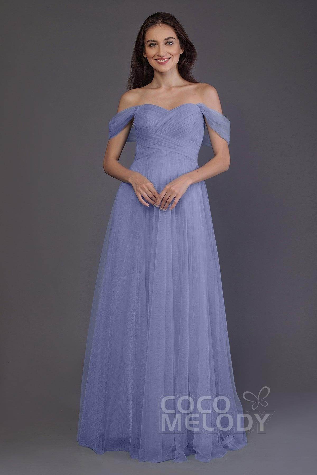 Sheath-Column Floor Length Tulle Bridesmaid Dress PR3512